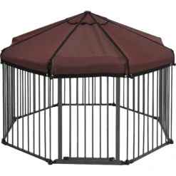 Frisco Outdoor Galvanized Steel 8-Panel Configurable Gate And Playpen With Oxford Roof -Paws Joy Outlet Store 507086 PT3. AC SS1800 V1666021842
