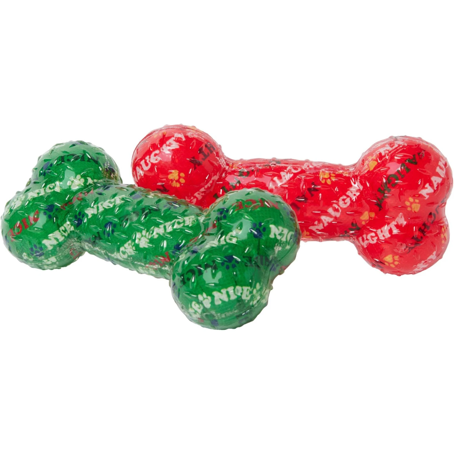 Frisco Holiday Naughty & Nice TPR Bone Squeaky Dog Toy 1 Frisco Holiday Naughty & Nice TPR Bone Squeaky Dog Toy