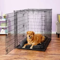 Frisco Heavy Duty Enhanced Lock Double Door Fold & Carry Wire Dog Crate & Mat Kit & MidWest Quiet Time Fleece Dog Crate Mat -Paws Joy Outlet Store 947398 PT8. AC SS1800 V1693920163