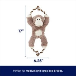 Frisco Monkey Plush With Rope Squeaky Dog Toy & Frisco Cow Plush With Inside Rope Squeaky Dog Toy -Paws Joy Outlet Store 961998 PT2. AC SS1800 V1694784008